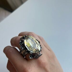 23. Vintage Big Crystal Adjustable Ring - As Is
